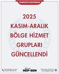 2025 Kasım-Aralık Bölge Hizmet Grupları